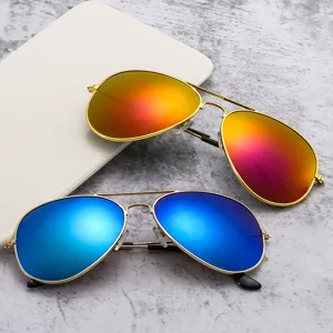 Classic men's double bridge aviator sunglasses with stylish reflective lenses for outdoor driving.