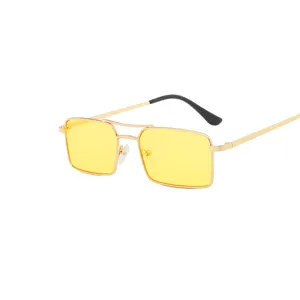 Lunettes soleil metal double pont avec verres jaunes tendance streetwear mode look chic