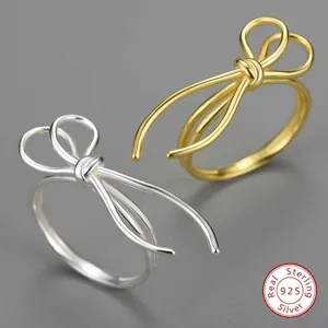 Bague Nœud Ligne Creative Argent Sterling S925 Ensemble Mode Elegant Niche Bijoux