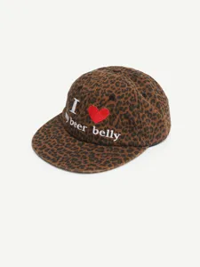 Casquette de baseball à visière plate imprimé léopard avec slogan brodé, chapeau rétro.