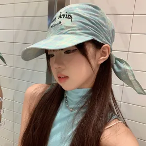 Damen Retro Karo Kopftuch Baseballkappe Süß Kühl Sommer Sonnenschutz Entenzunge Hut Mode Streetwear