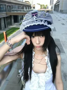 Chapeau marin rayé de style japonais fille mignonne dentelle étoile à quatre branches.