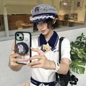 Chapeau marin rayé de style nautique japonais avec bordure en dentelle et belle étoile