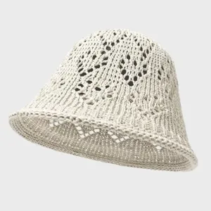 Summer breathable hollow out knitted bucket hat casual anti-UV sun protection fisherman hat
