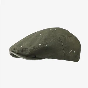 Vintage paint splatter ivy cap for men and women, stylish retro flat beret hat spring summer.