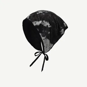 Y2K punk metallic tie-dye headscarf women vintage silver black triangle hair band