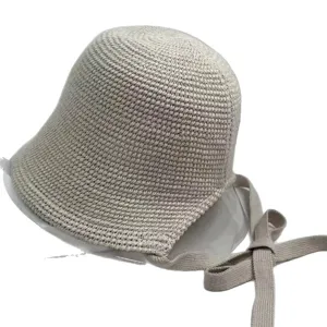 Knitted bucket hat for women spring summer sun protection large head circumference