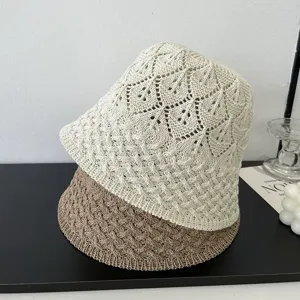 Ins style spring summer mesh hollow bucket hat, short brim dome casual sun protection basin hat.