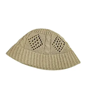 Korean hollow knit bucket hat breathable diamond summer outdoor sun protection fisherman hat