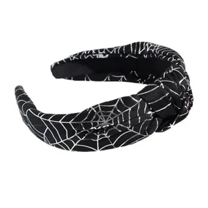 Halloween black silver spiderweb knotted headband fashion hair hoop hair accessory