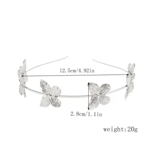 Diadema de mariposa de metal plateado accesorio de moda detalle medidas 12.5cm peso 20g
