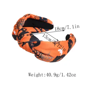 Halloween spiderweb pumpkin knotted headband gothic wide hair hoop fashion hair accessories