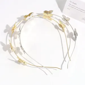 Set de diadema de mariposa de metal oro y plata accesorios para el cabello de hadas