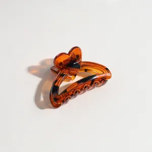 Bernsteinfarbene Herz Haarspange für Damen, süßes Kunstharz Mini Haaraccessoire Alltag.