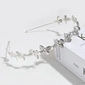Diadema de mariposa de metal plateado, accesorio para el cabello de hadas dulce para estilismo.
