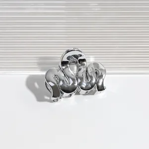 Silberner Metall Haarklammer, trendiges abstraktes welliges Wolken-Design für den Alltag.