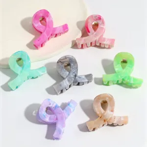 Marble Tie-Dye Small Hair Claw Clips Acrylic Resin Hair Catch Barrette For Women Girls Half-Tie Sweet Fashion Hair Styling Accessories