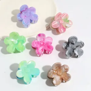 Cute marbled flower hair claw 4cm small resin hair clip sweet hair accessories for women