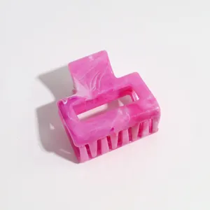 Pink marbled 4cm small hair claw clip detail, cute sweet hair accessory for daily wear.