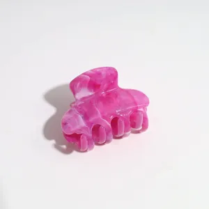Pink marble mini hair claw clip for sweet daily half-up hairstyles and cute looks.