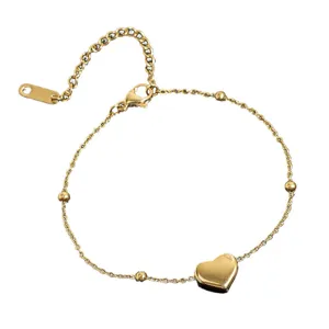 Gold heart charm bracelet for women elegant delicate chain jewelry fashion accessory gift