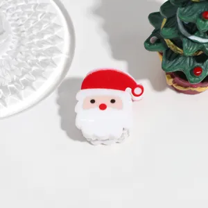 Grazioso fermaglio per capelli Babbo Natale in acetato molletta laterale festiva