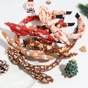 Serre-tête nœud de Noël pour femme, joli bandeau en tissu flocon de neige Père Noël, fête.