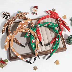 Serre-tête nœud de Noël mignon père Noël flocon de neige tissu bandeau accessoires de cheveux