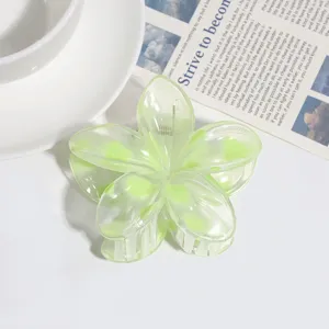 transparent green floral hair claw clip sweet candy color resin hair accessories for women