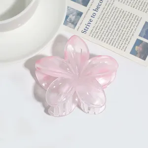Pink floral resin hair claw clip sweet style hair accessory for daily styling and nice updo