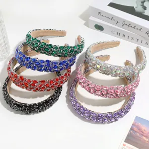 Baroque rhinestone headband luxury crystal hair hoop sparkly jeweled headpiece for women