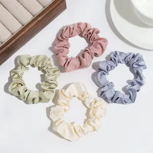 Lot chouchous en satin pour cheveux, attaches élégantes plissées élastiques coiffure.