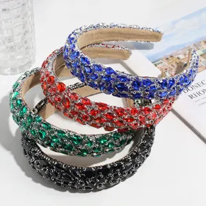 Baroque crystal rhinestone padded hair hoop luxury sparkling fashion headband for women