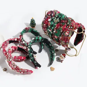 Weihnachten Karo Strass Perlen Knoten Haarreif Haarschmuck Detail Ansicht Stück