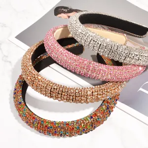 Serre-tête rembourré en strass étincelant pour femmes, cerceau à cheveux de luxe.