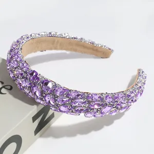 Luxury purple rhinestone baroque headband crystal sparkly hair hoop elegant party hair accessories