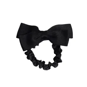 Black bow hair scrunchie elegant ponytail holder elastic hair band for women and girls