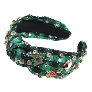 Weihnachten grün karo strass knoten haarreif festliche haarreif mode zubehör neu
