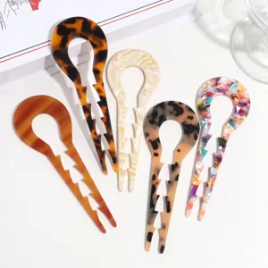 Acetat U-förmige Haargabeln Set, stilvolle Schildpatt und bunte Haarspangen für elegante Chignons.