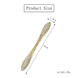 Gold Rhinestone Hair Stick Hairpin Elegant Crystal Hair Accessory 15cm Length
