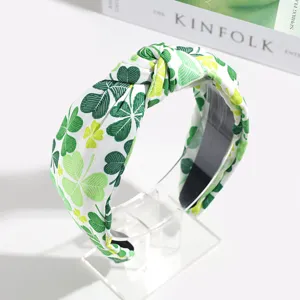 Kleeblatt Print Knoten Haarreif Detail, frisches Stil Haarschmuck fuer Damen Alltagsmode.