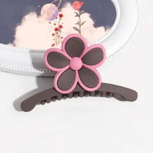 Molla per capelli fiore rosa marrone opaco dolce pinza squalo estetica accessori capelli