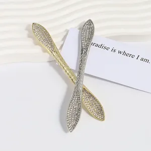 Crystal rhinestone hairpin detail view, elegant long hair fork accessory for chic styling.