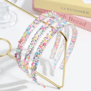 Transparent Sweet Fashion Heart Snowflake Headband Fresh Candy Color Rhinestone Hair Band Anti-Slip Teeth Hair Hoop Headwear
