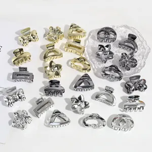 Metalen haarlemmer set, stijlvol geometrisch bloemdesign voor dagelijks haarstijl.