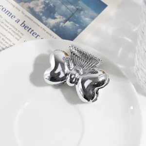 Zilveren metalen haarklem, minimalistisch geometrisch wolk strik haaraccessoire voor vrouwen.