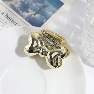 Gouden metalen haarclip haarklem voor vrouwen, stijlvolle geometrische vlinder haaraccessoire.