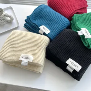 Sciarpa a Maglia Tinta Unita Minimalista da Donna Morbido Cashmere Imitazione a Costine Caldo Lungo Sciarpa Invernale avvolgente