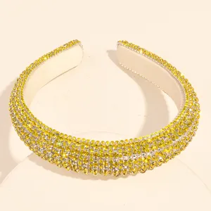 Serre-tête rembourré de luxe en strass brillants pour femmes, accessoire de cheveux.