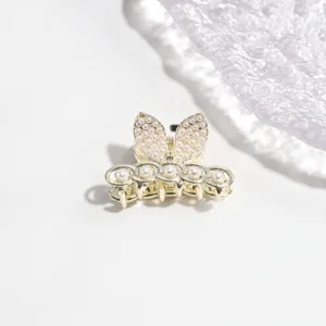 Elegant pearl alloy small hair claw clip detail view, perfect for daily styling and half updo.